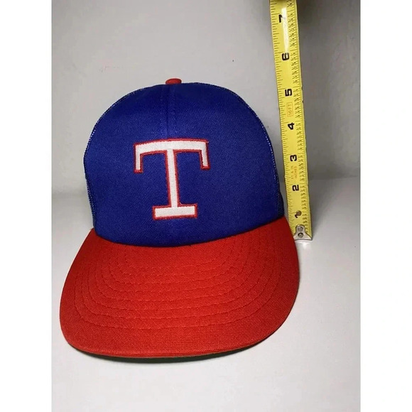 Vintage 80s Texas Rangers Snapback Trucker Mesh Snapback Hat Cap MLB Baseball - Picture 13 of 15